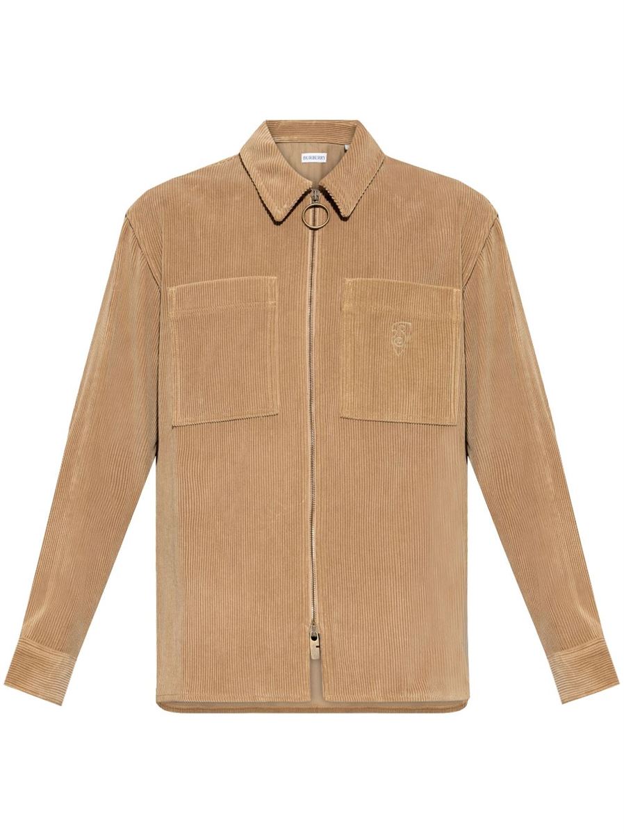 LOGO-EMBROIDERED CORDUROY SHIRT JACKET BURBERRY