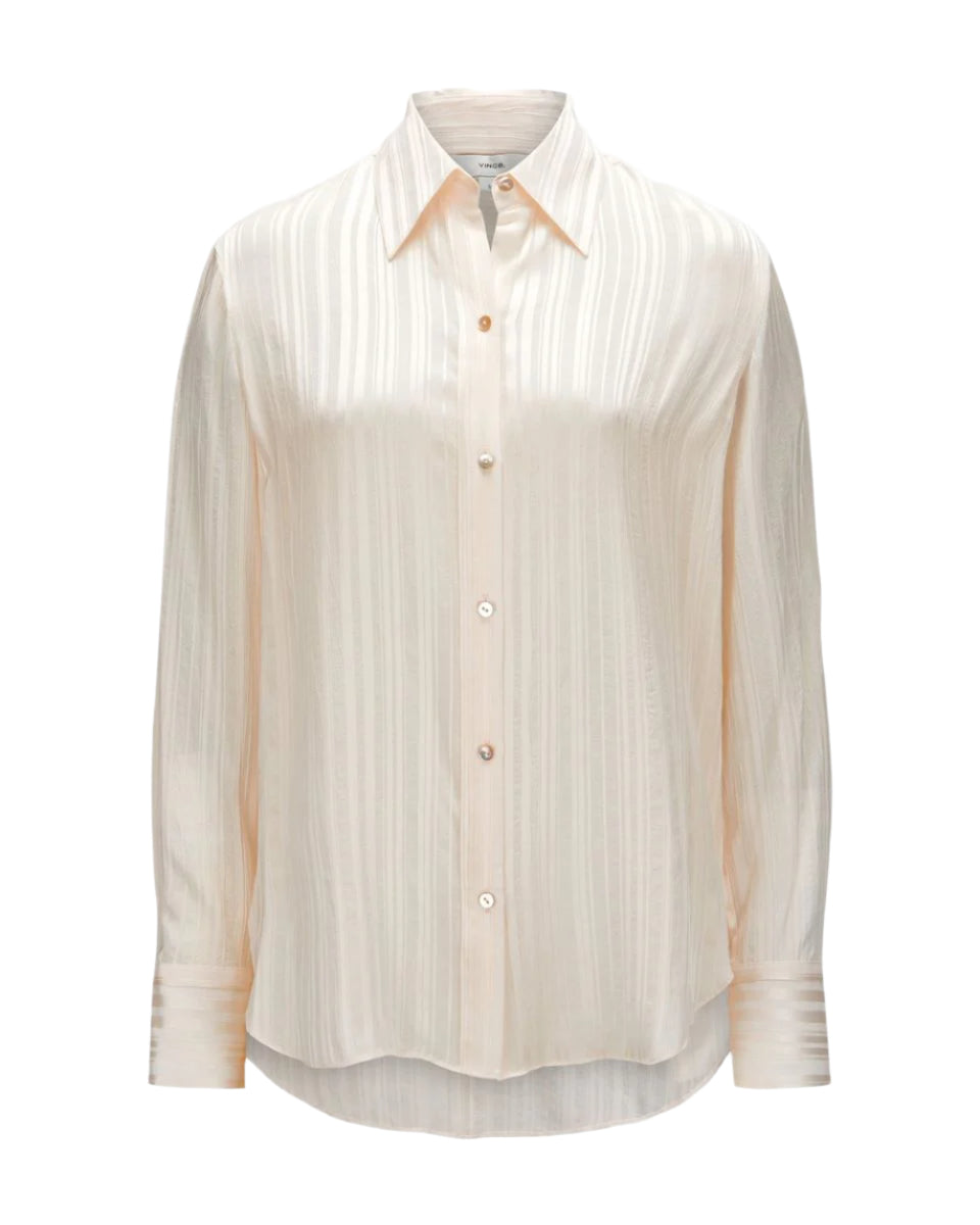 SHEER-STRIPE PINTUCK BLOUSE