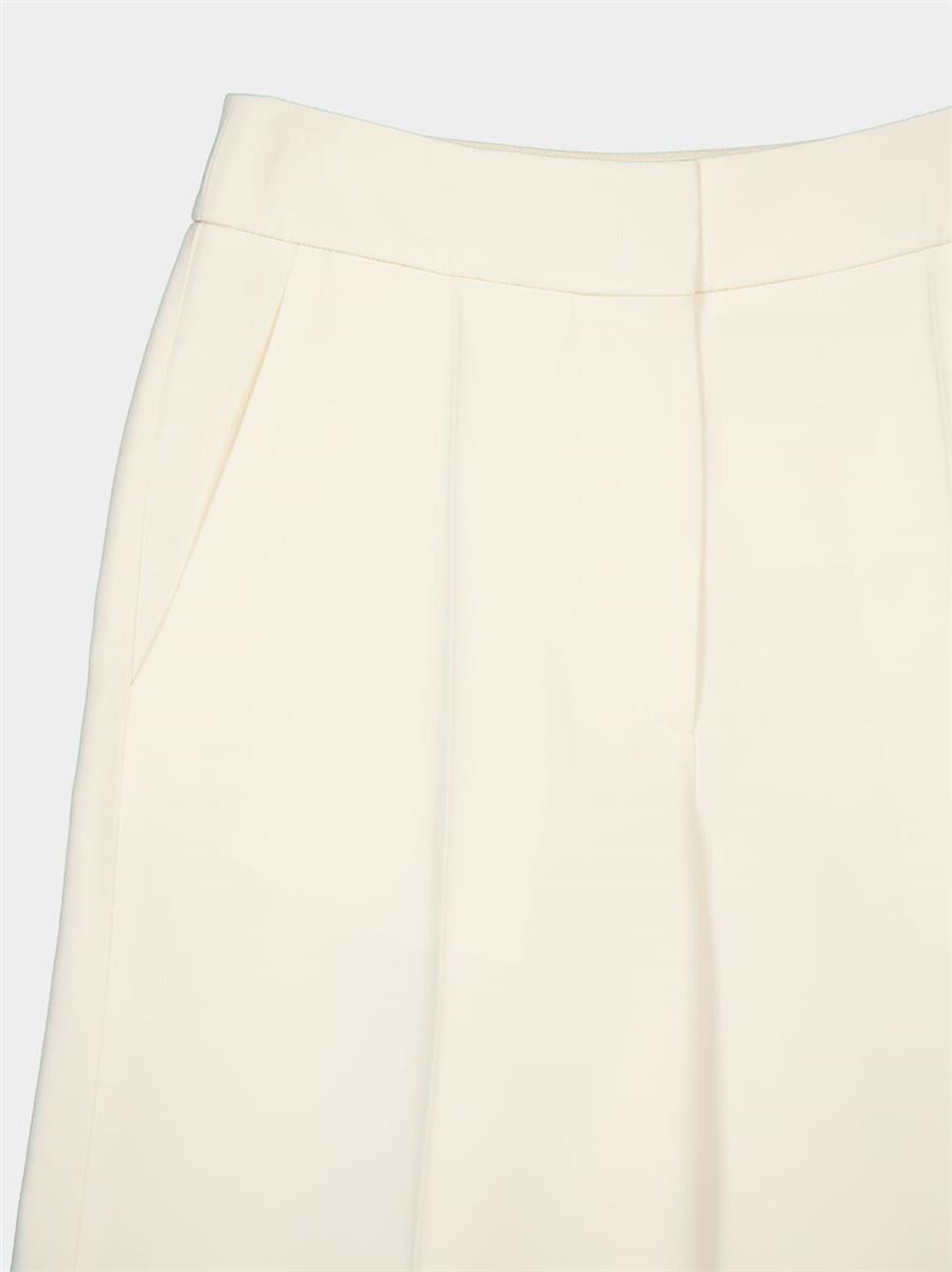 IVORY WIDE-LEG VIRGIN WOOL CREPE TROUSERS