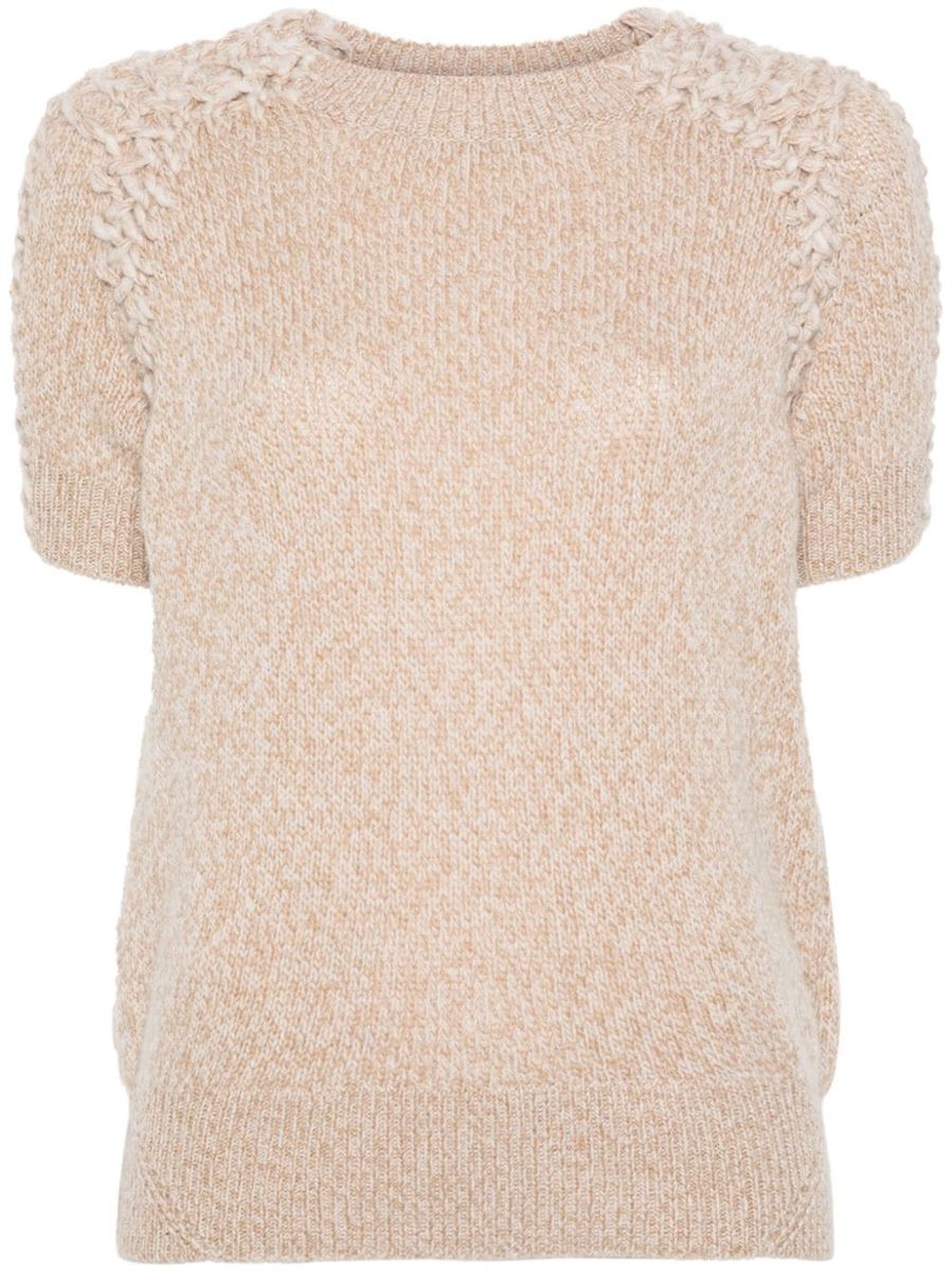 CHUNKY-KNIT DETAIL KNITTED TOP