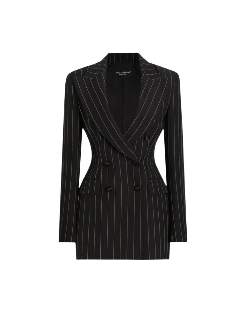 DOUBLE-BREASTED PINSTRIPE WOOL JACKET