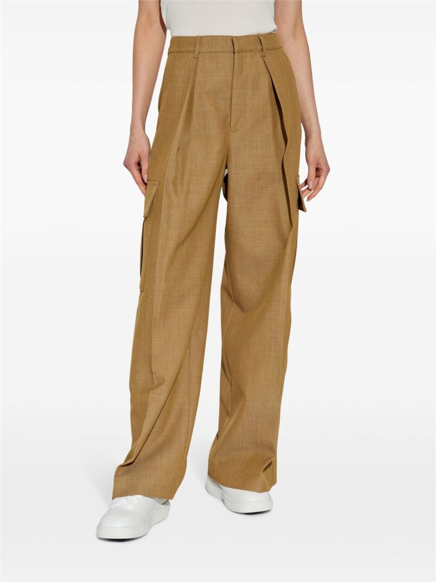 PLEAT-DETAIL WOOL CARGO TROUSERS BURBERRY