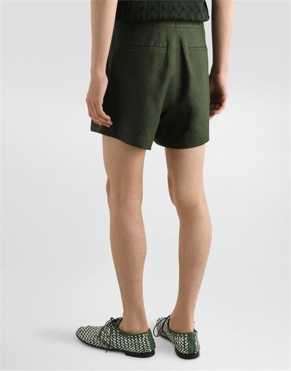 LINEN FABRIC SHORTS WITH DOUBLE DARTS