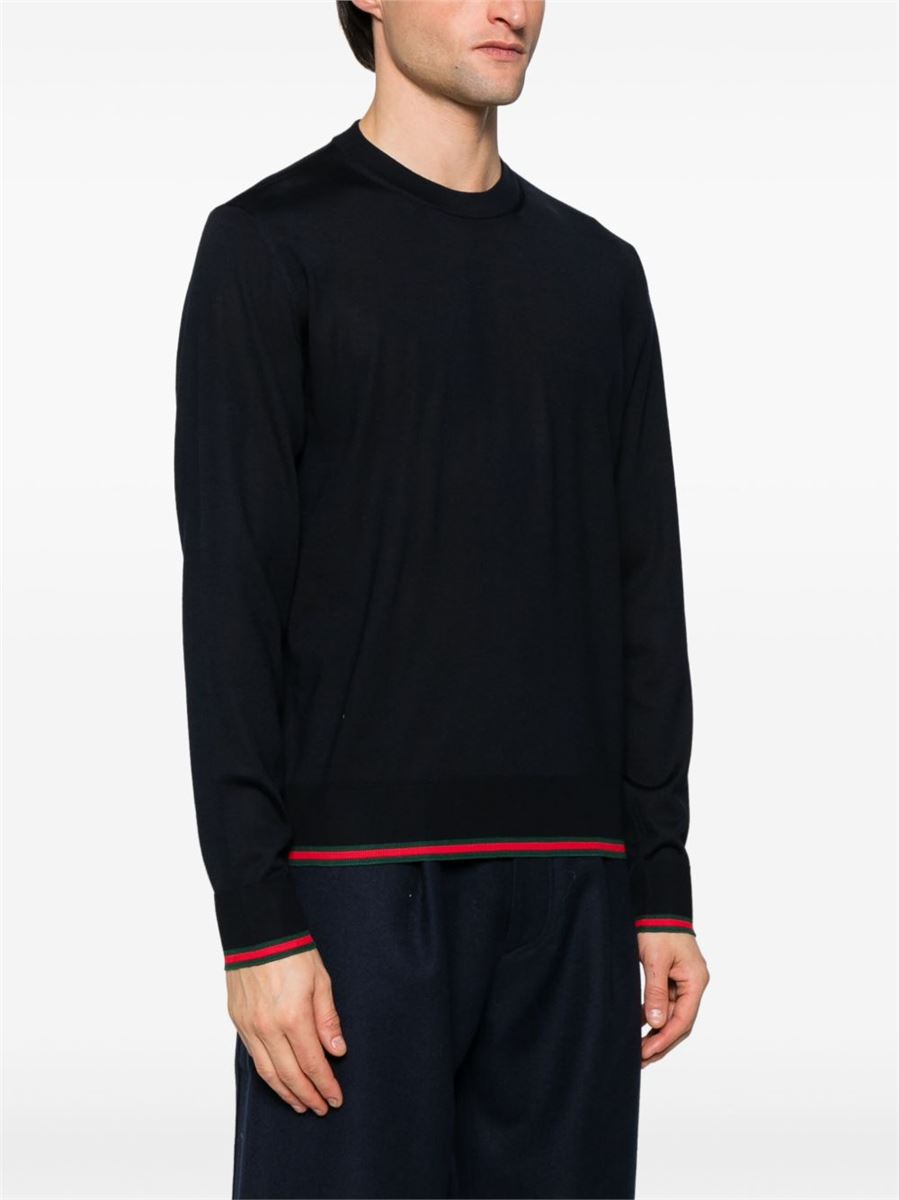 WEB-TRIM WOOL SWEATER