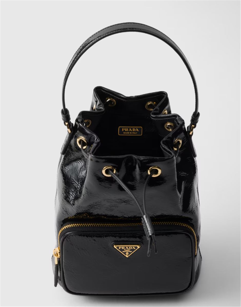 DUET NAPLAK PATENT LEATHER BUCKET BAG