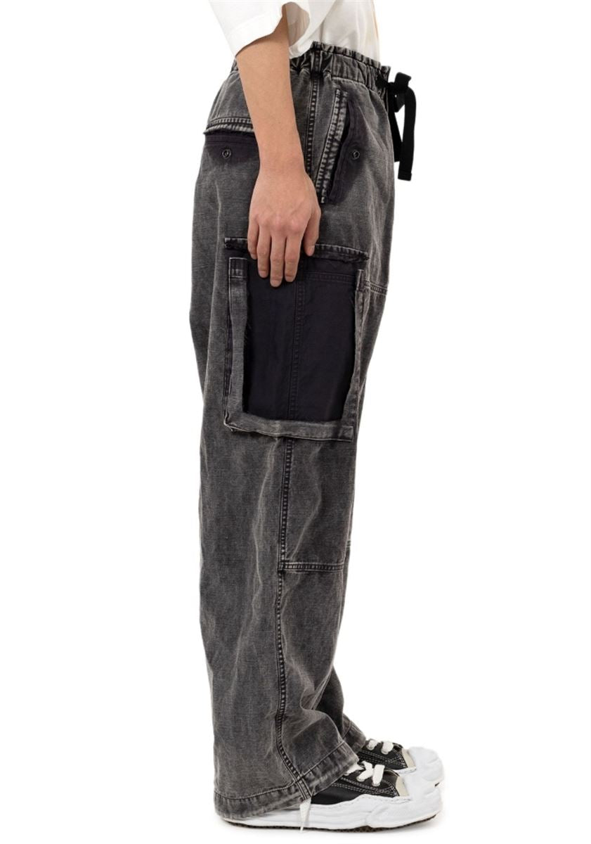 COTTON SATIN CARGO PANTS