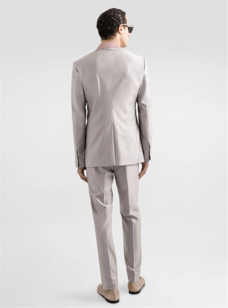 DECONSTRUCTED DOUBLE-BREASTED WOOL AND SILK SUIT