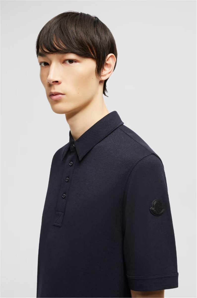 DOUBLE LEATHER LOGO COTTON POLO SHIRT