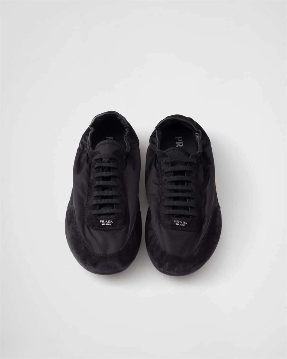 COLLAPSE RE-NYLON AND SUEDE ELASTICIZED SNEAKERS