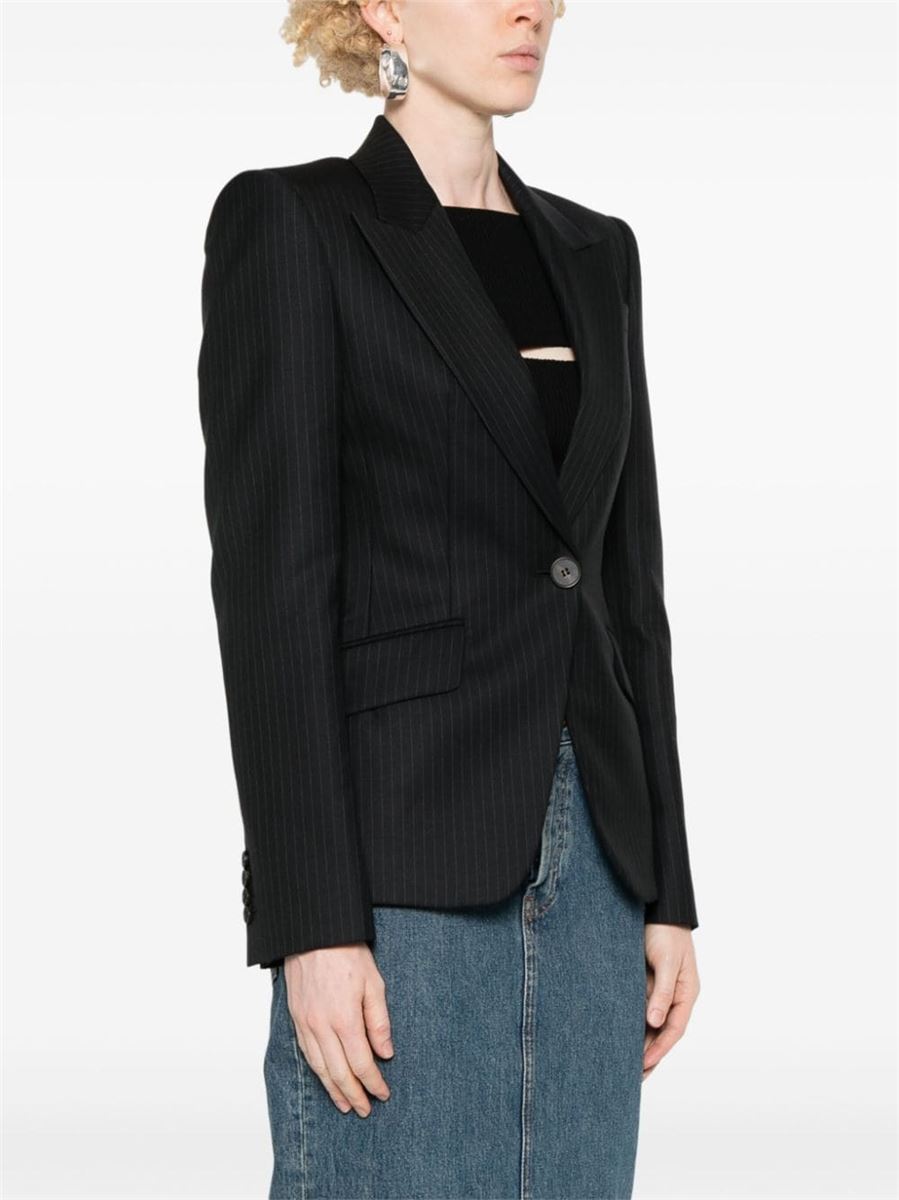 SINGLE-BREASTED PINSTRIPE BLAZER A. MCQUEEN