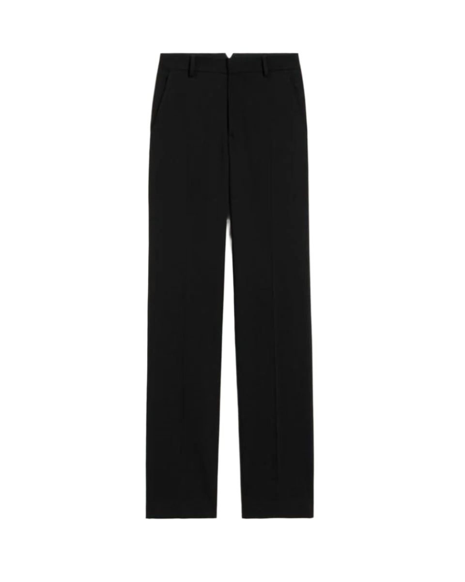 WOOL CONTRASTED STRAIGHT TROUSERS