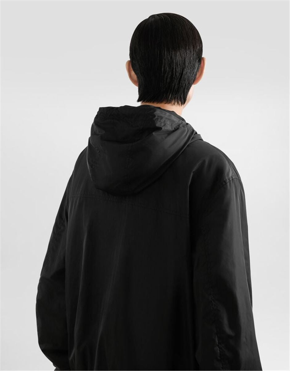 TECHNICAL FABRIC JACKET WITH HOOD AND TAG