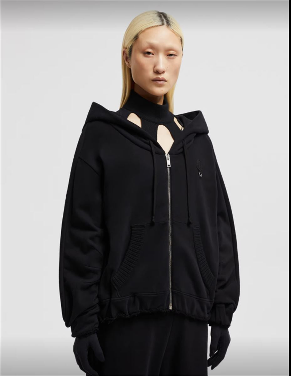 MONCLER X WILLOW SMITH ZIP-UP EYELET COTTON HOODIE