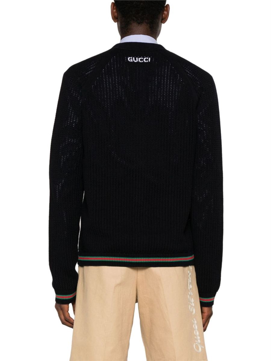 WEB-STRIPE TRIM CARDIGAN GUCCI