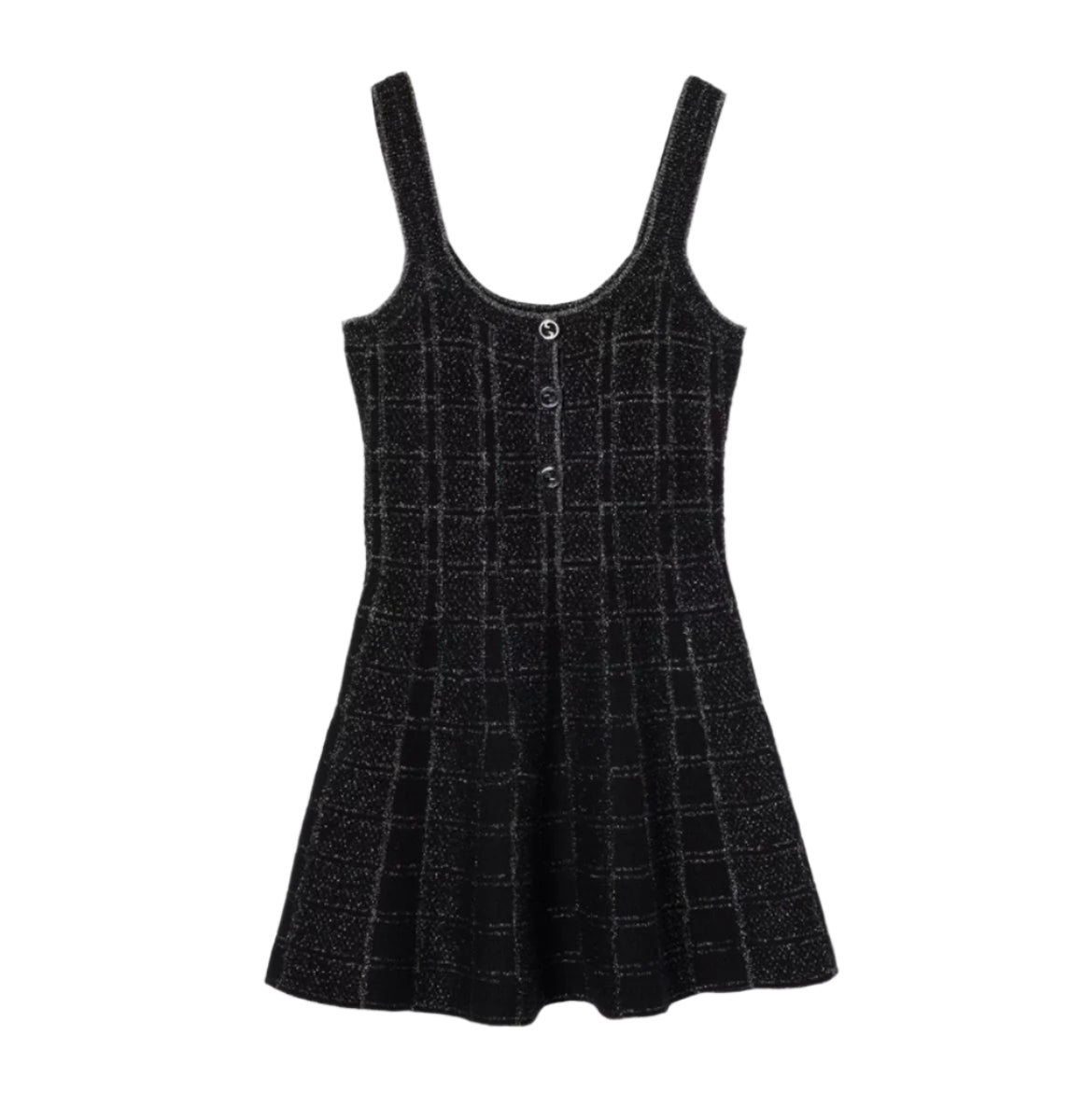 WOOL AND LAMÉ CHECK JACQUARD DRESS