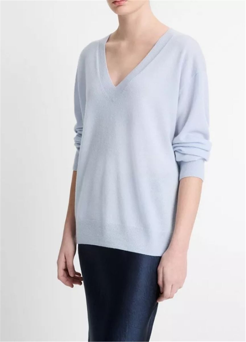 CASHMERE-SILK DEEP V-NECK SWEATER