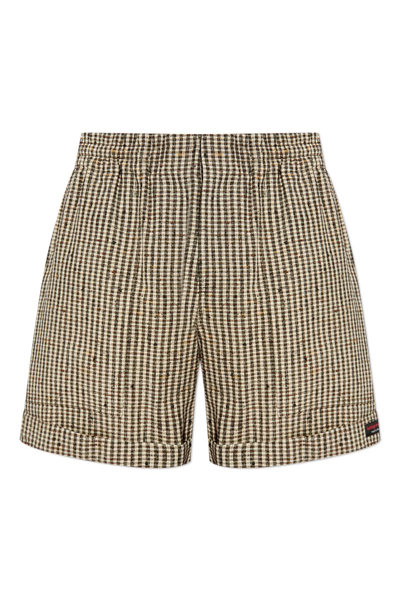 BEIGE CHECK PATTERN SHORTS