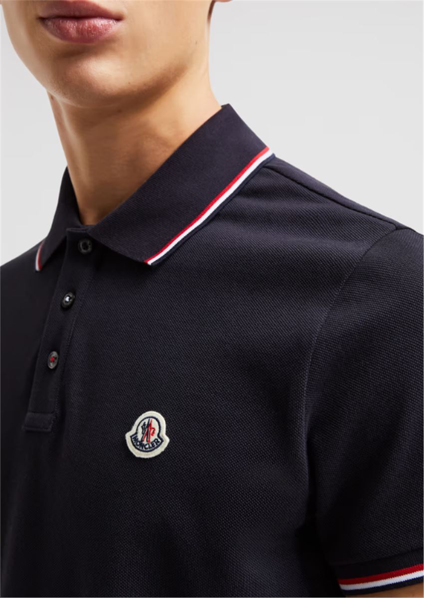 TRICOLOR-TRIMMED COTTON PIQUET POLO SHIRT