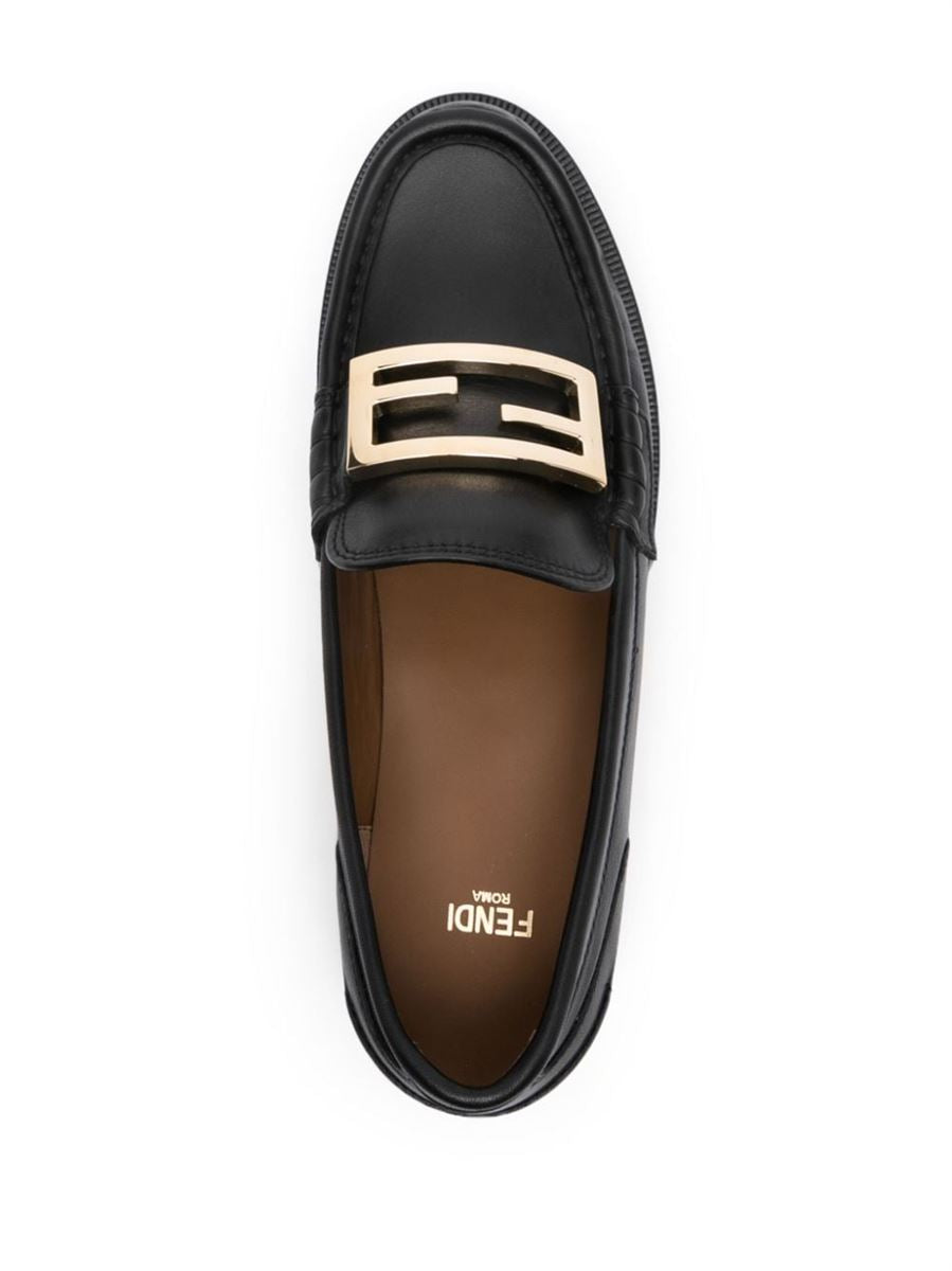 FF LOGO-PLAQUE LEATHER LOAFERS FENDI