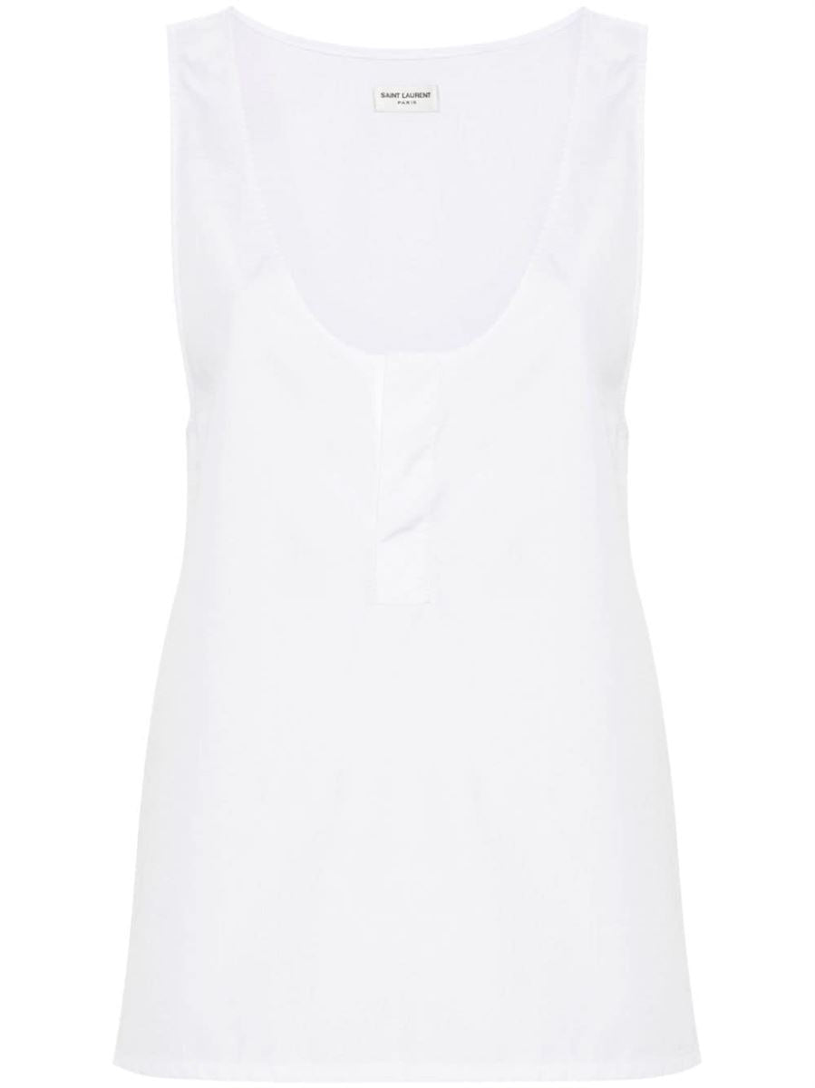 SEMI-SHEER HENLEY TANK TOP SAINT LAURENT