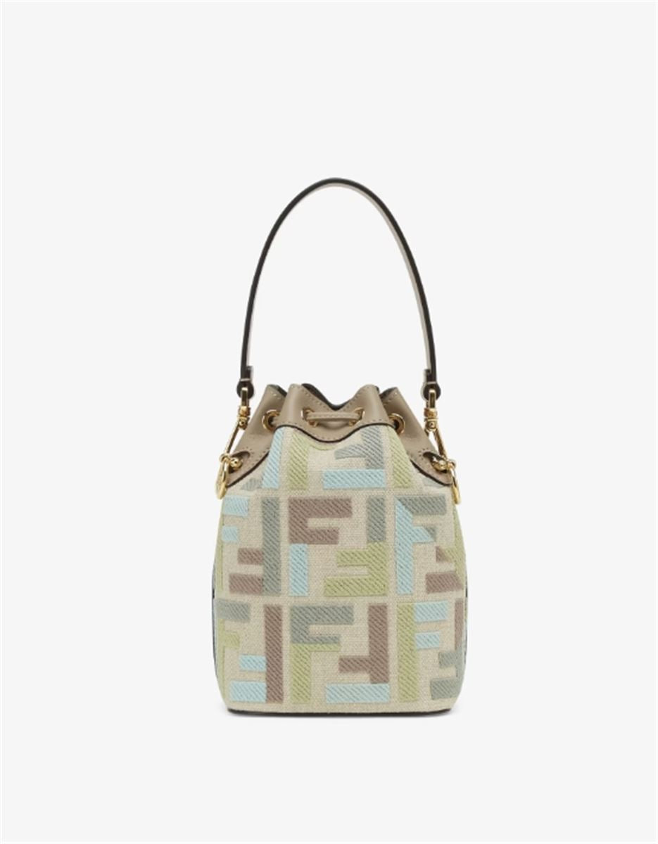 CANVAS MINI-BAG WITH MULTICOLOUR FF EMBROIDERY