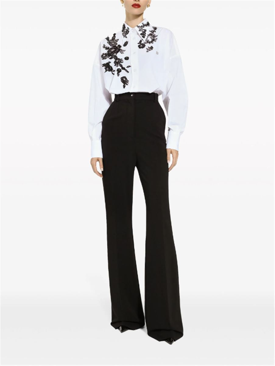 HIGH-WAISTED PRESSED-CREASE FLARED TROUSERS