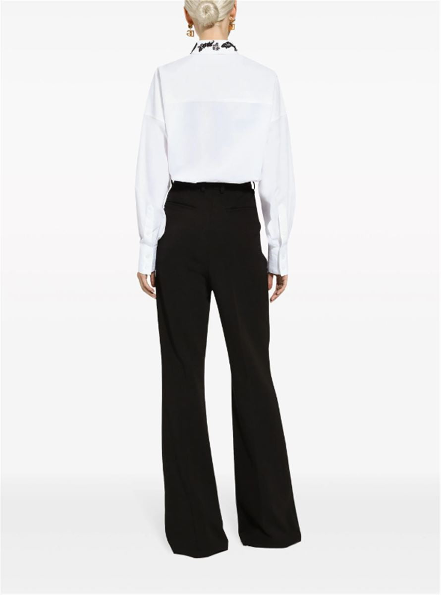 HIGH-WAISTED PRESSED-CREASE FLARED TROUSERS