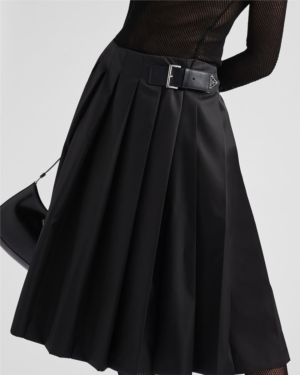 PLEATED RE-NYLON SKIRT PRADA