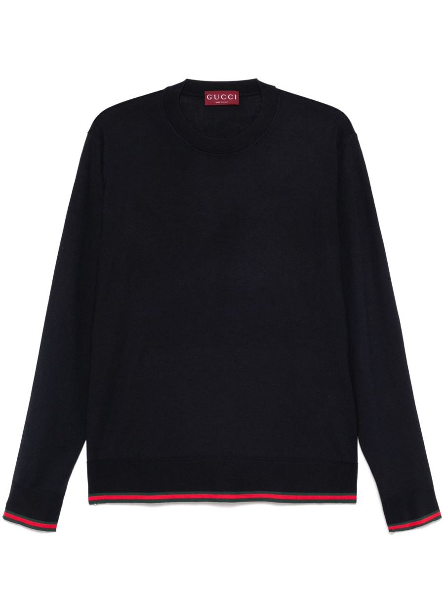 WEB-TRIM WOOL SWEATER