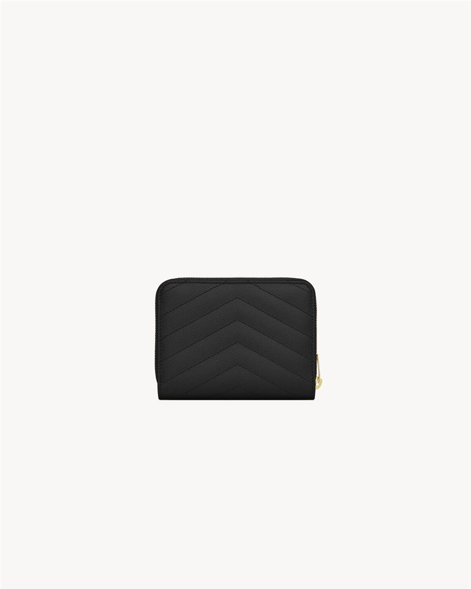 CASSANDRE MATELASSÉ COMPACT ZIP AROUND WALLET IN GRAIN DE POUDRE LEATHER