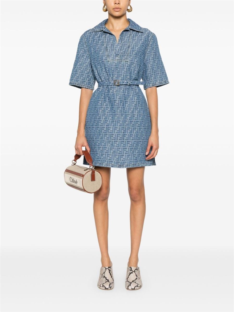 FF-MOTIF BELTED MINI DRESS FENDI