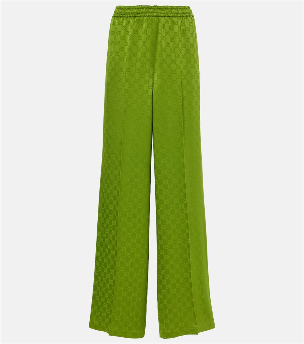 GG SATIN JACQUARD WIDE-LEG PANTS