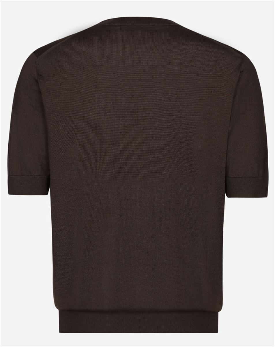 ROUND-NECK SILK SWEATER WITH DOLCE&GABBANA LOGO