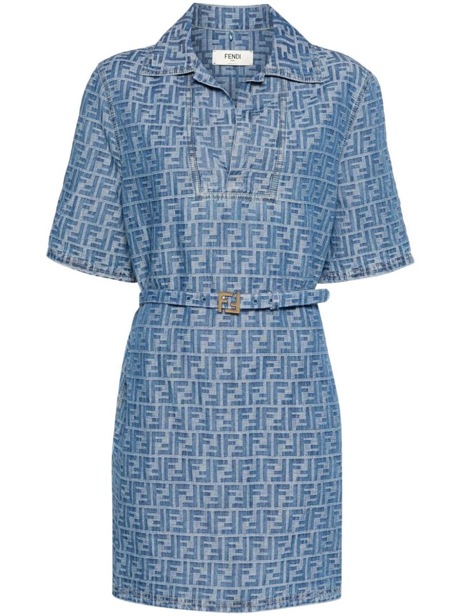 FF-MOTIF BELTED MINI DRESS FENDI