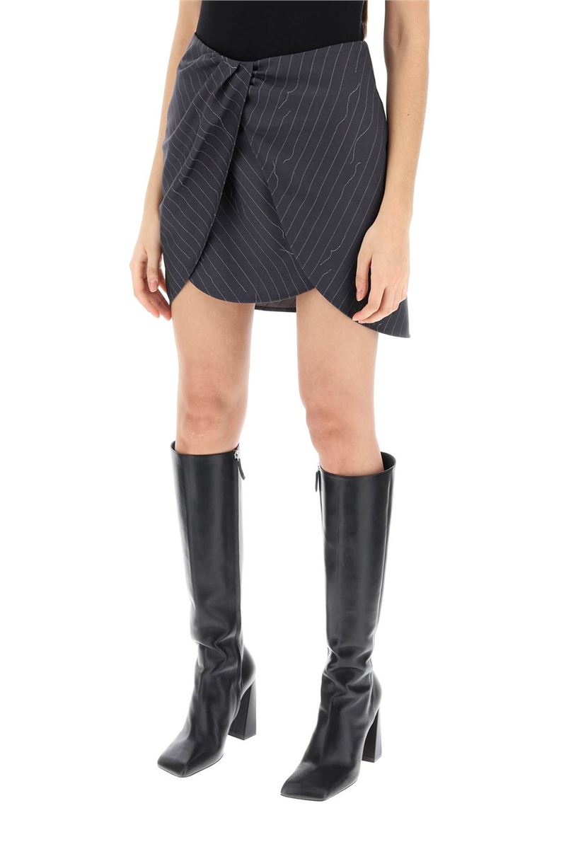 OFF-WHITE PINSTRIPED HIGH-WAISTED MINI SKIRT