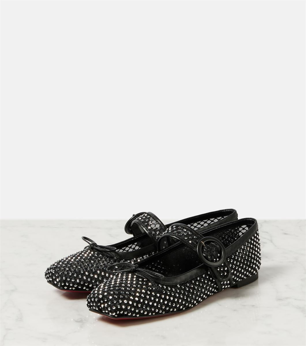 MAMASTRAPITINA EMBELLISHED MESH BALLET FLATS