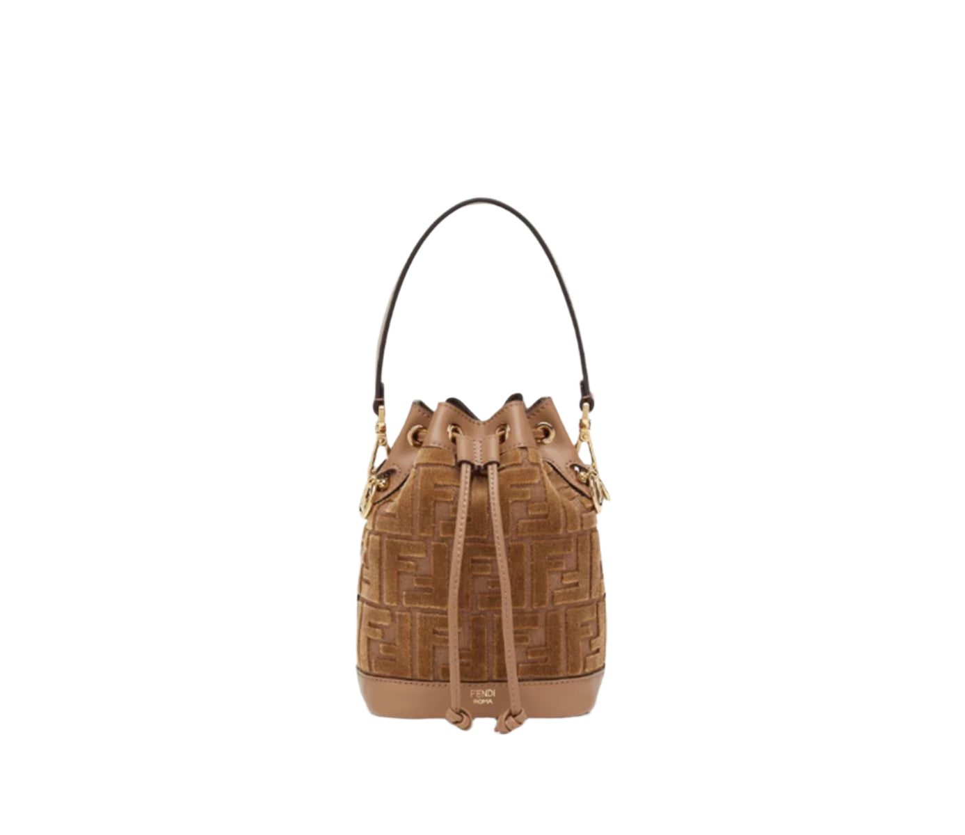 CAPPUCCINO-COLOURED JACQUARD FF VELVET MINI-BAG