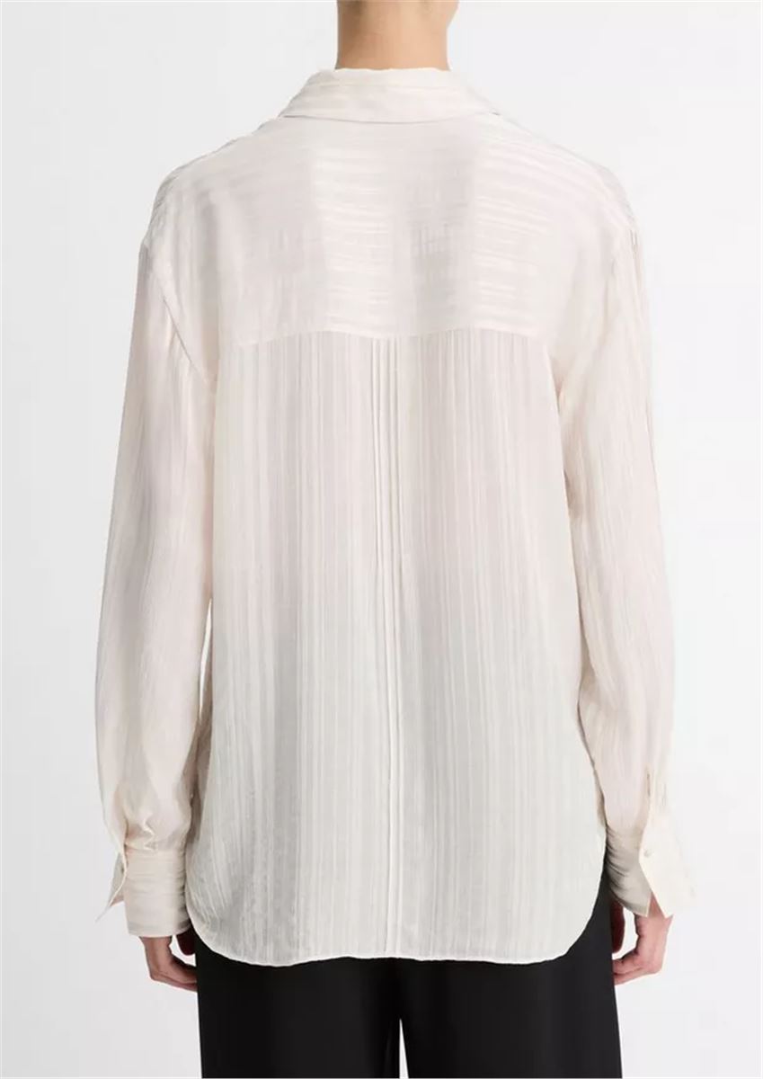 SHEER-STRIPE PINTUCK BLOUSE