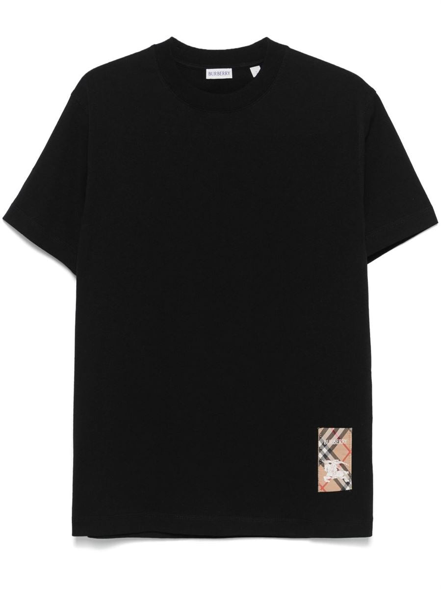 CHECK-LOGO PATCH COTTON T-SHIRT