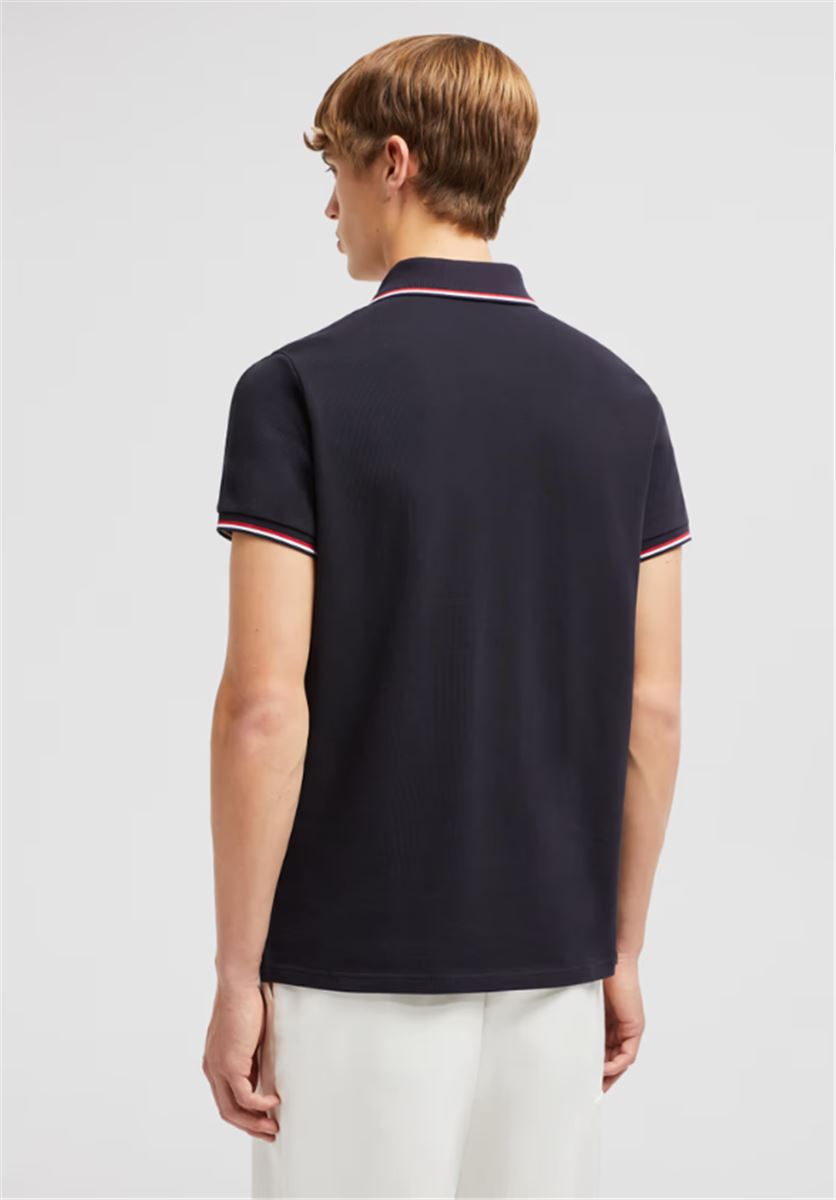 TRICOLOR-TRIMMED COTTON PIQUET POLO SHIRT