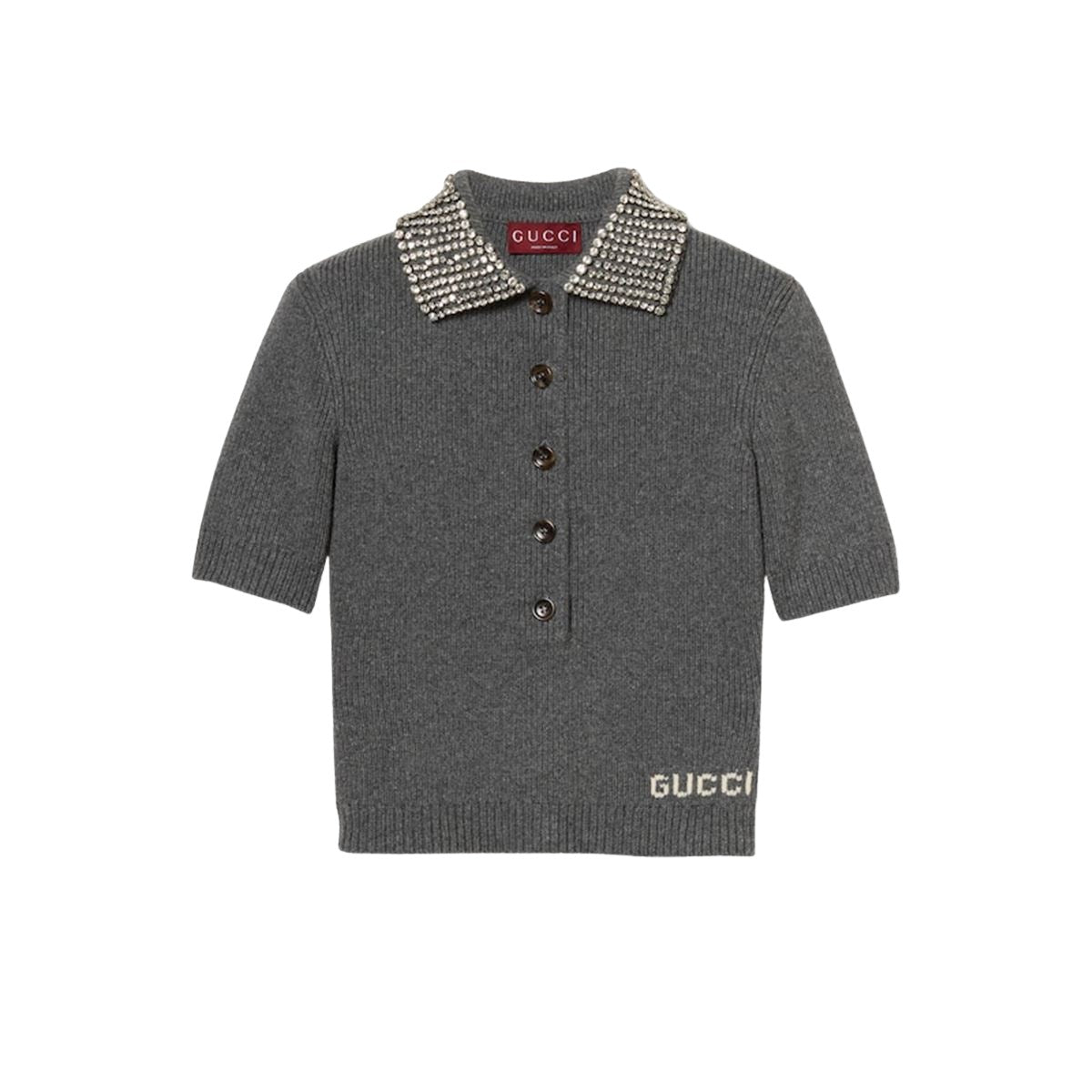 RIB WOOL POLO TOP GUCCI