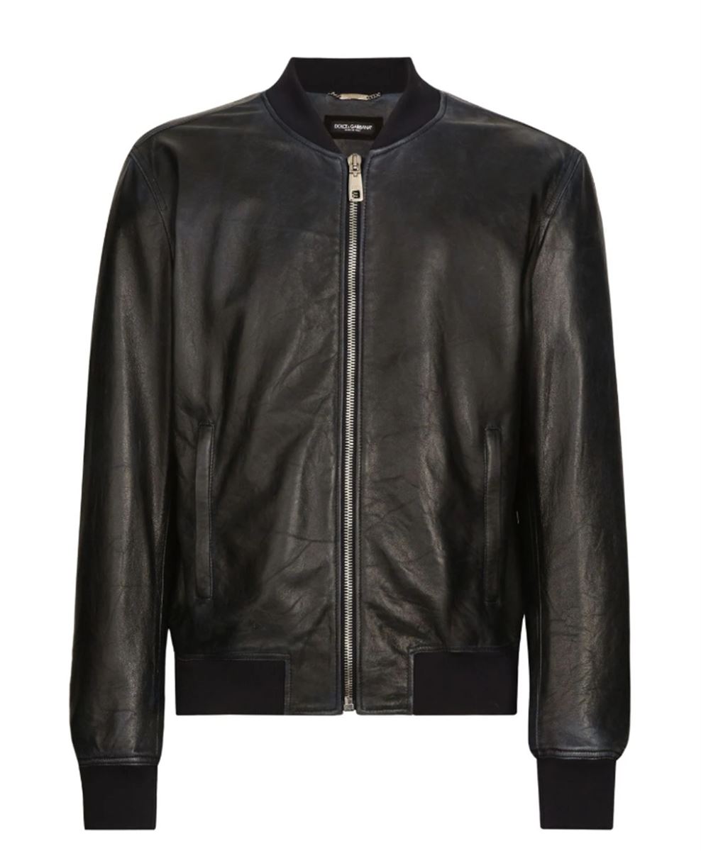 ZIP-UP LEATHER BOMBER JACKET