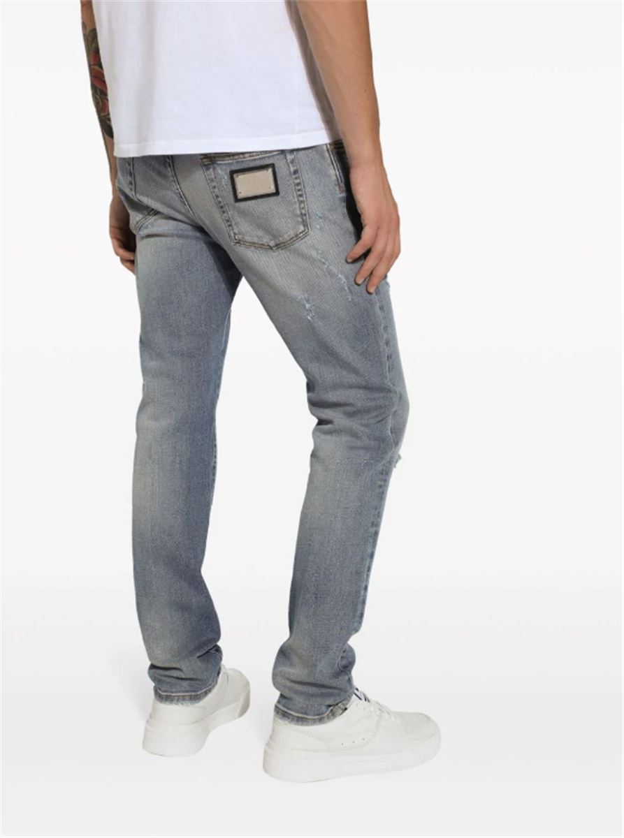 SLIM-CUT LOGO-PATCH JEANS DOLCE & GABBANA