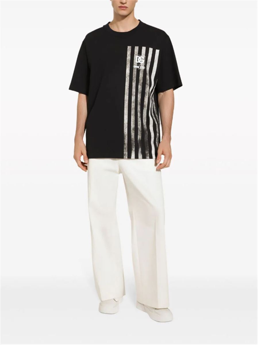 STRIPE-PRINT COTTON T-SHIRT