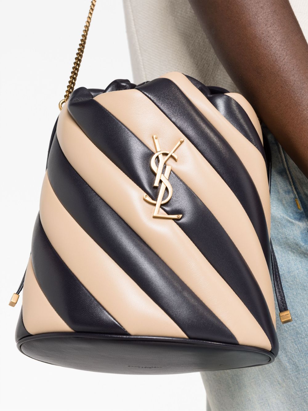 ALIX STRIPED BUCKET BAG