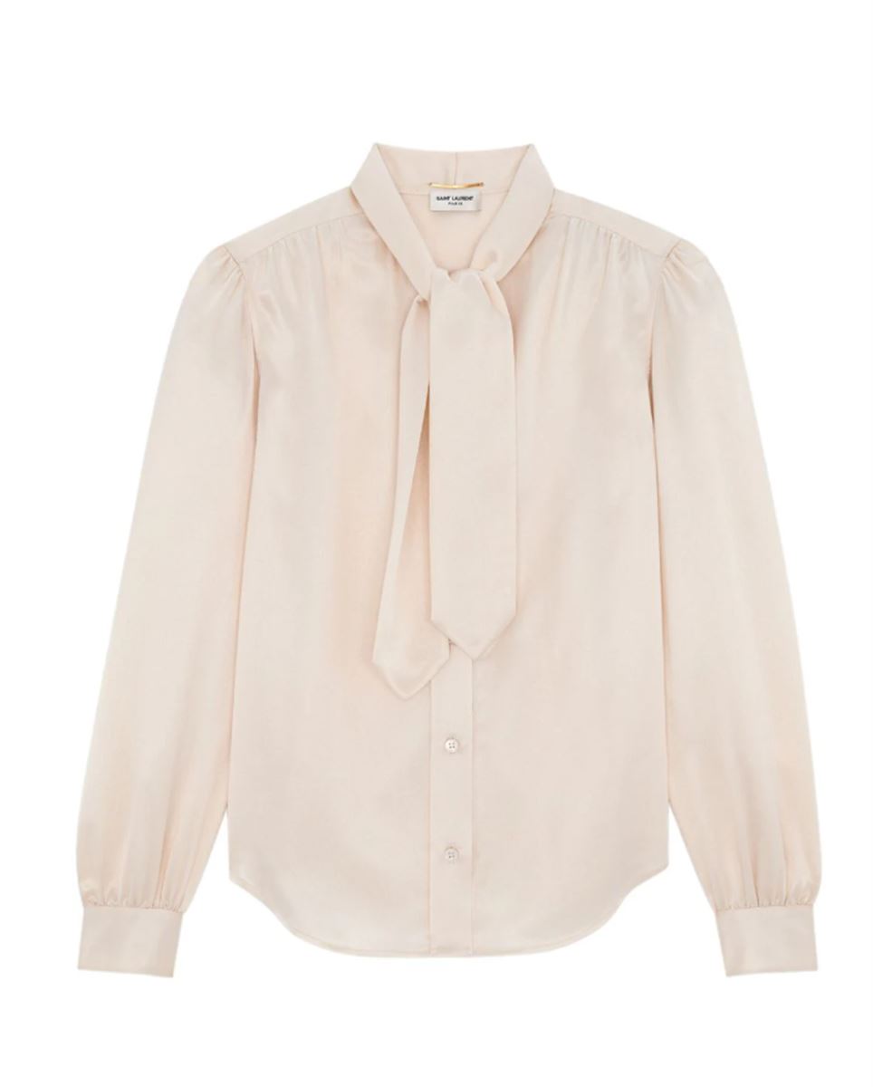 LAVALLIÈRE-NECK SILK-SATIN BLOUSE SAINT LAURENT