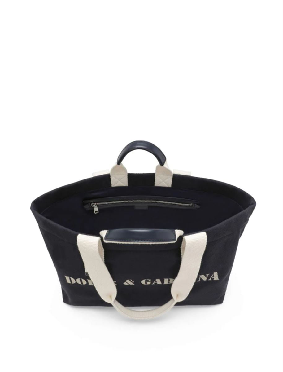 LOGO-PRINT CANVAS SHOULDER BAG DOLCE & GABBANA