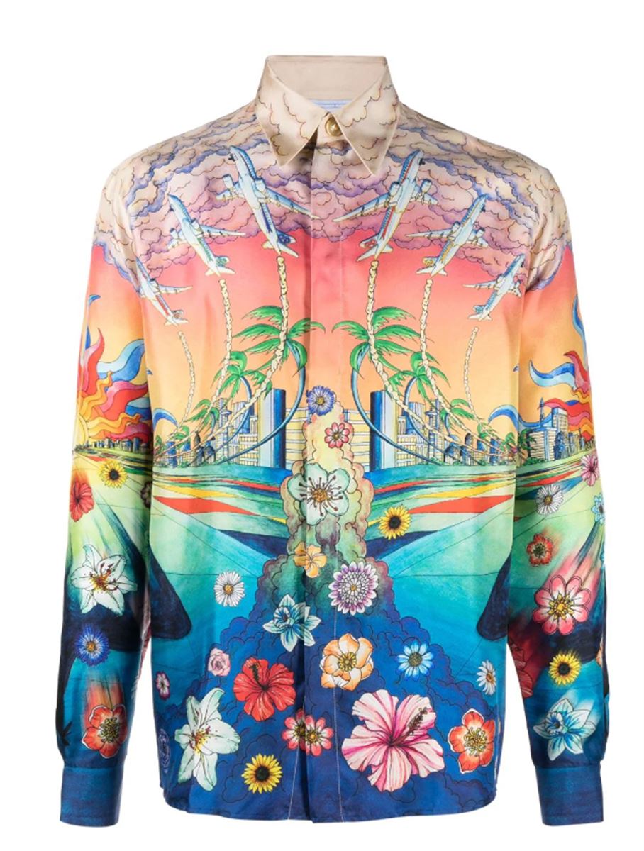 GRAPHIC-PRINT SILK SHIRT CASABLANCA