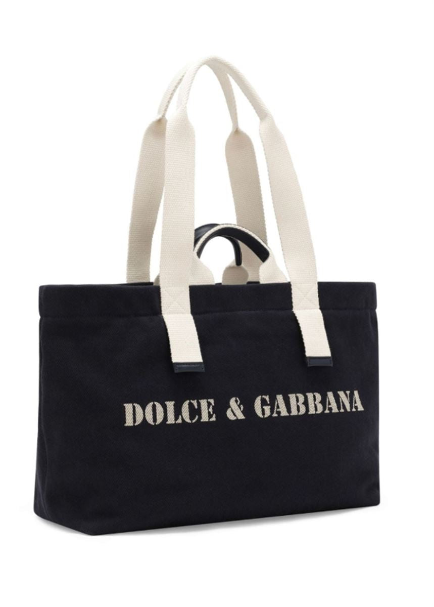 LOGO-PRINT CANVAS SHOULDER BAG DOLCE & GABBANA