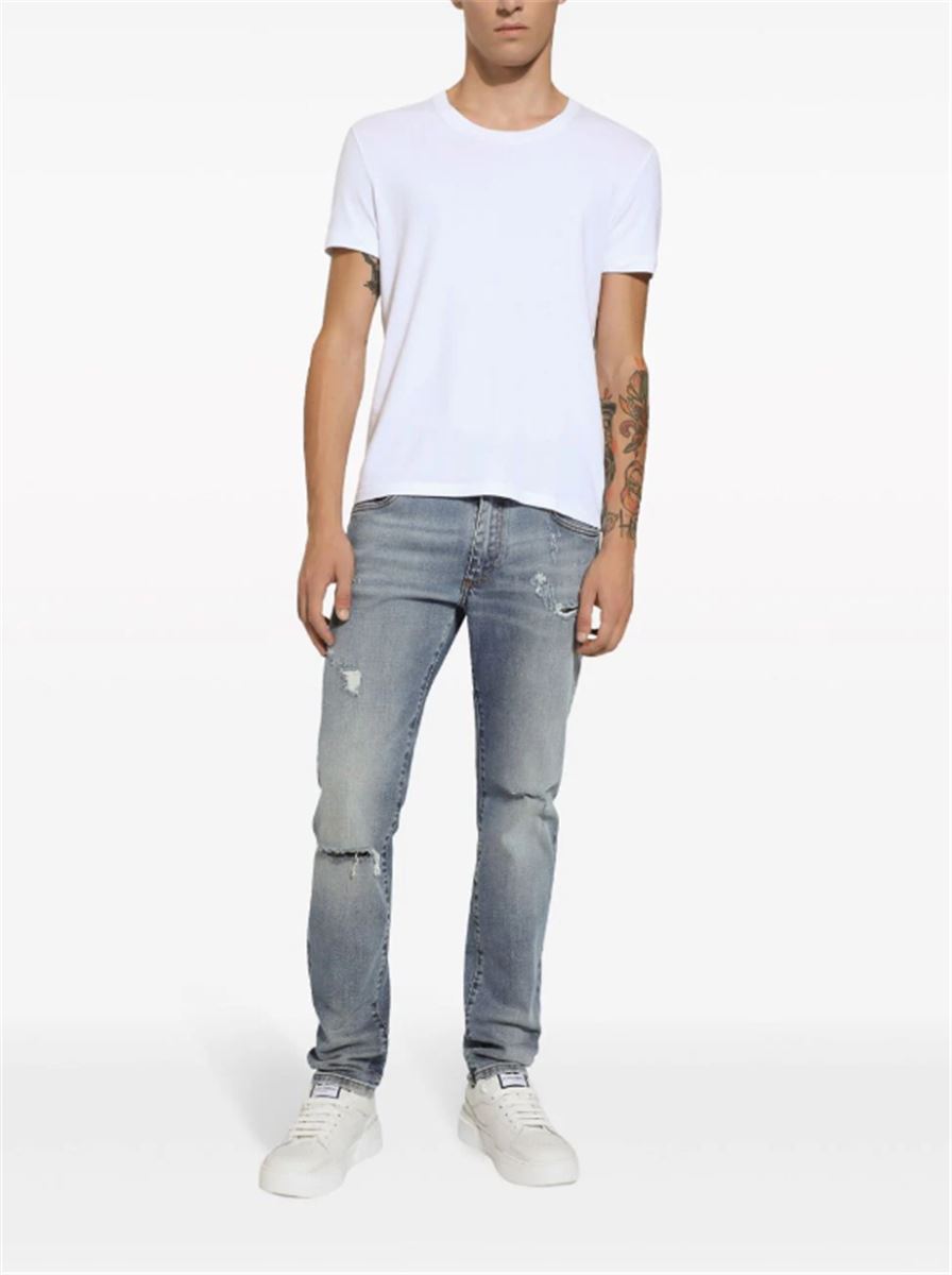 SLIM-CUT LOGO-PATCH JEANS DOLCE & GABBANA